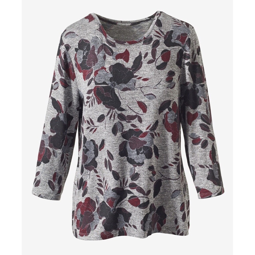 NEW‎ Weekends by Chico's Floral Long Top 3/4 Sleeve XL NWT Size 3 (C4) 0024